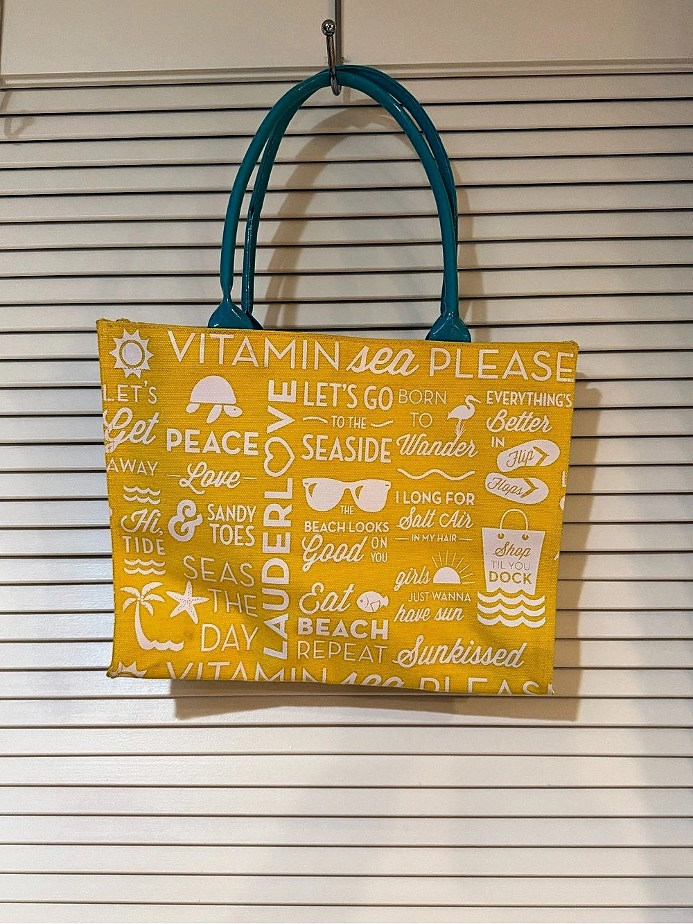 Yellow & Blue Beach Print Tote Like New